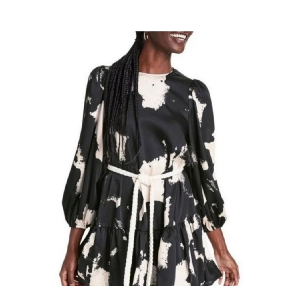 Alexis X Target Dress Puff Sleeve Tiered Ruffle Abstract Mini Size XXS